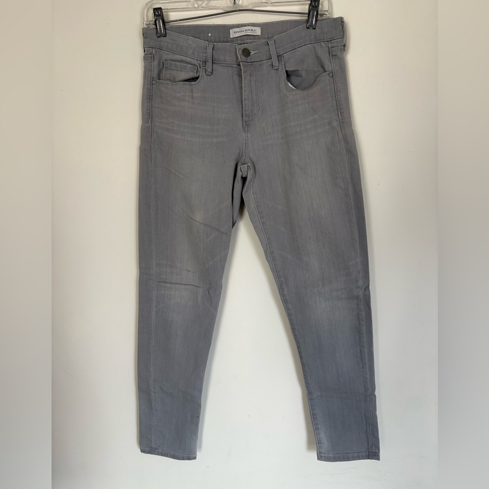Skinny Low Rise Ankle Banana Republic Light Gray Premium Denim Jeans